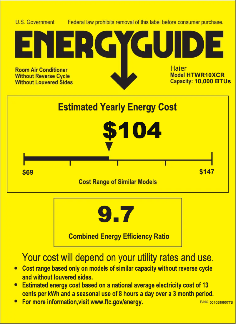 Página 1 del manual Etiqueta energética Haier HTWR10XCR
