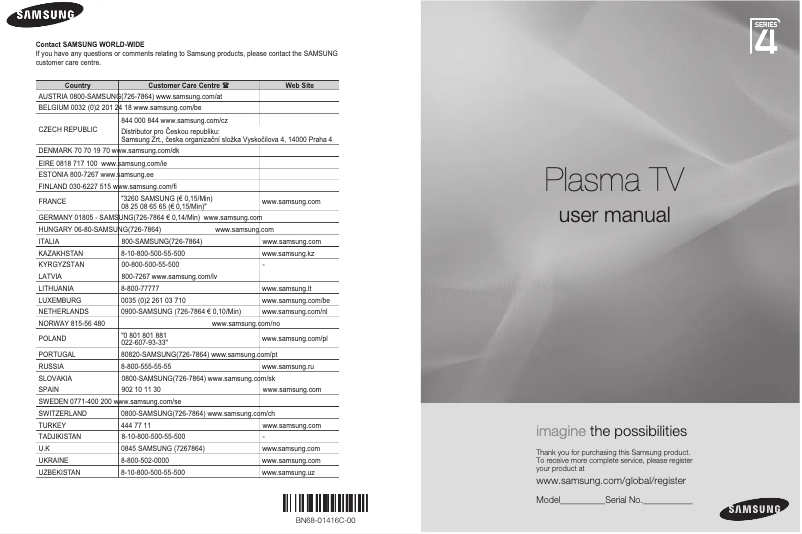 Página 1 del manual Manual de usuario Samsung PS42A457P1C