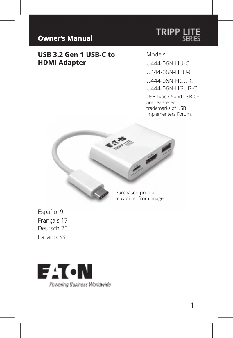 Imagen de la primera página del manual del dispositivo U444-06N-H3U-C