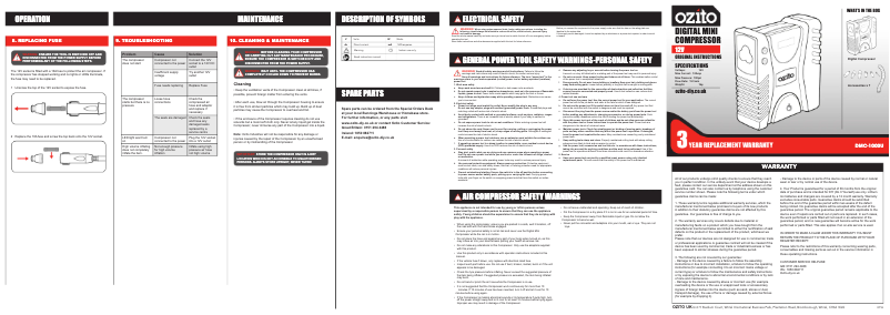 Página 1 del manual Manual de usuario Ozito DMC-1000U