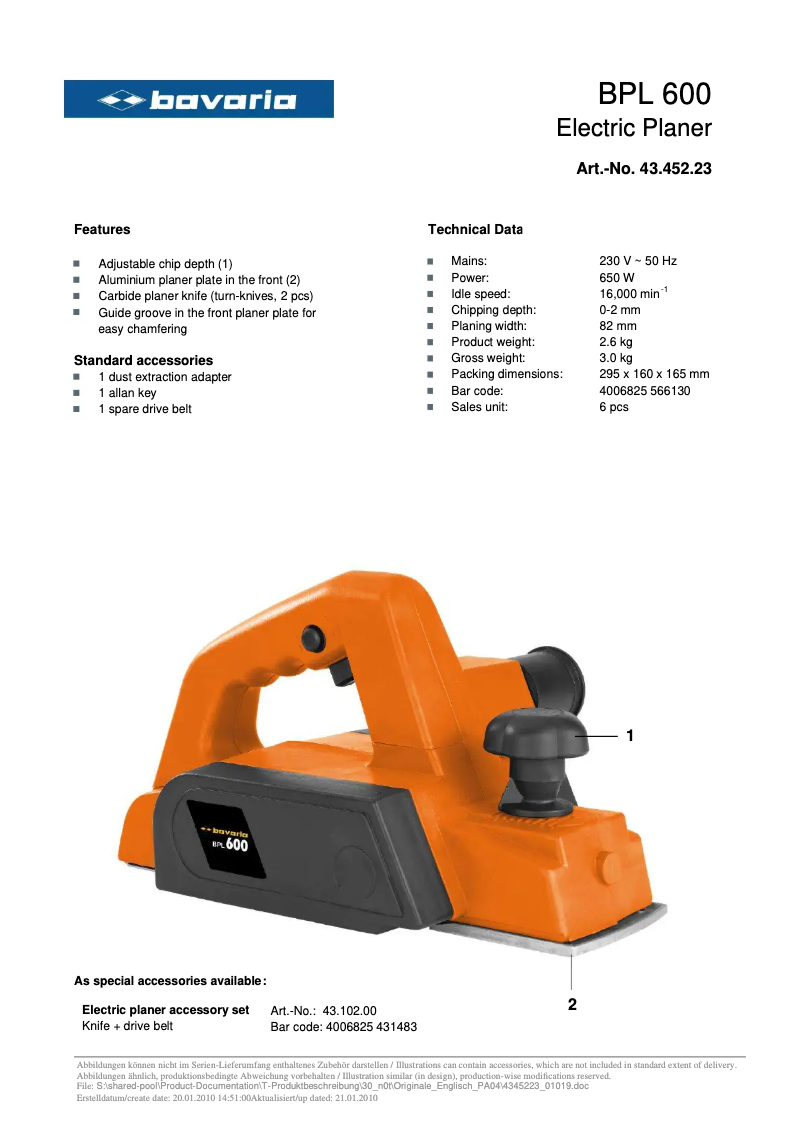 Imagen de la primera página del manual del dispositivo BPL 600