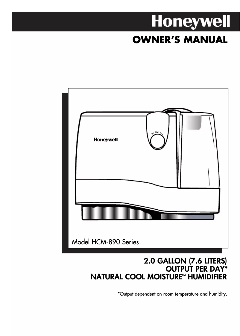 Página 1 del manual Manual de usuario Honeywell HCM-890