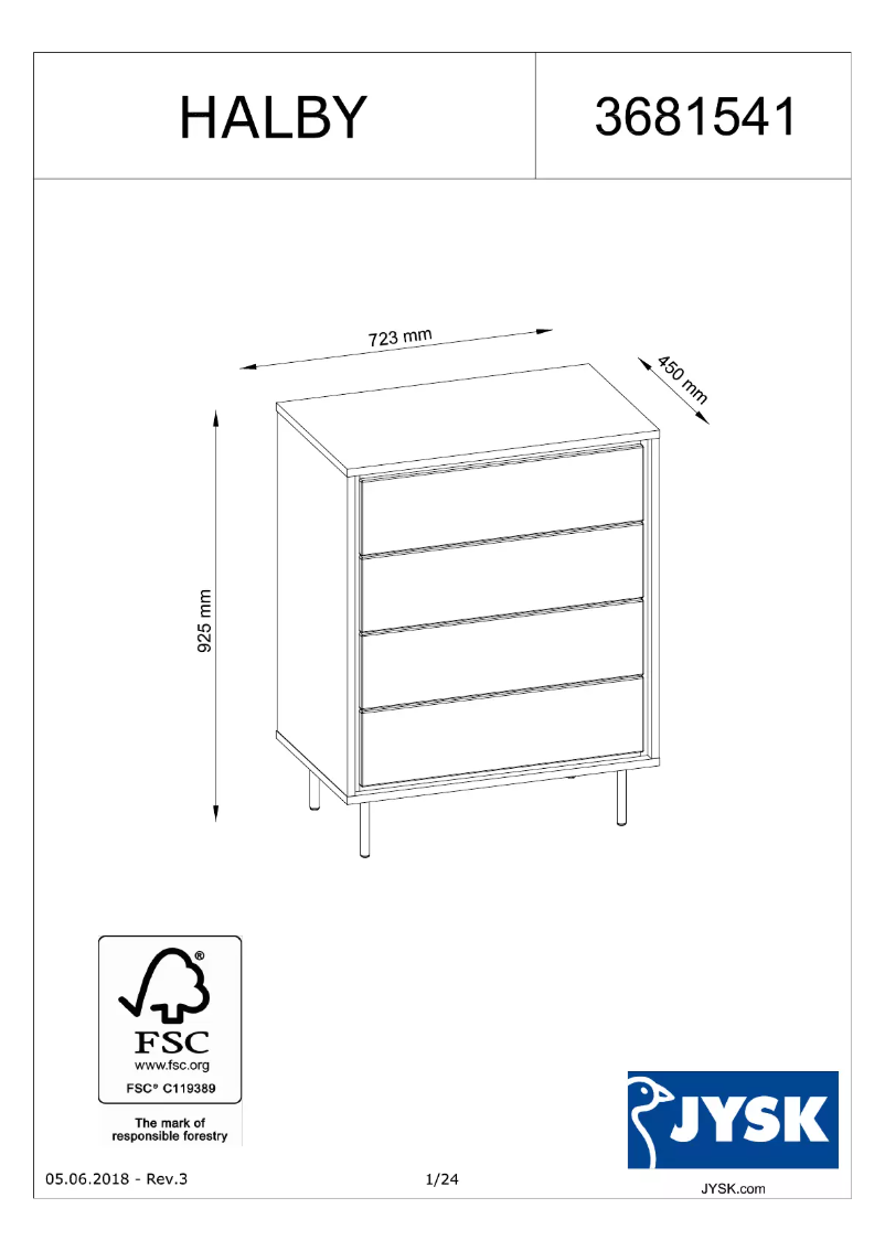 Página 1 del manual Manual de usuario JYSK Halby (73x93x45)
