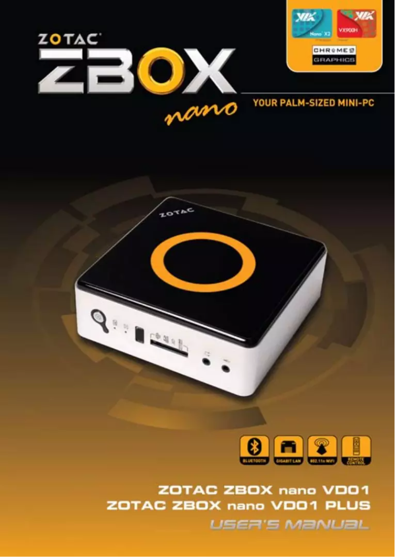 Página 1 del manual Manual de usuario Zotac ZBOX nano VD01 PLUS