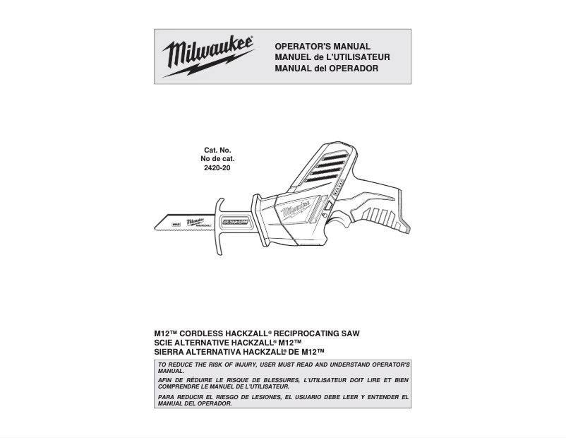 Página 1 del manual Manual de usuario Milwaukee M12 2420-21