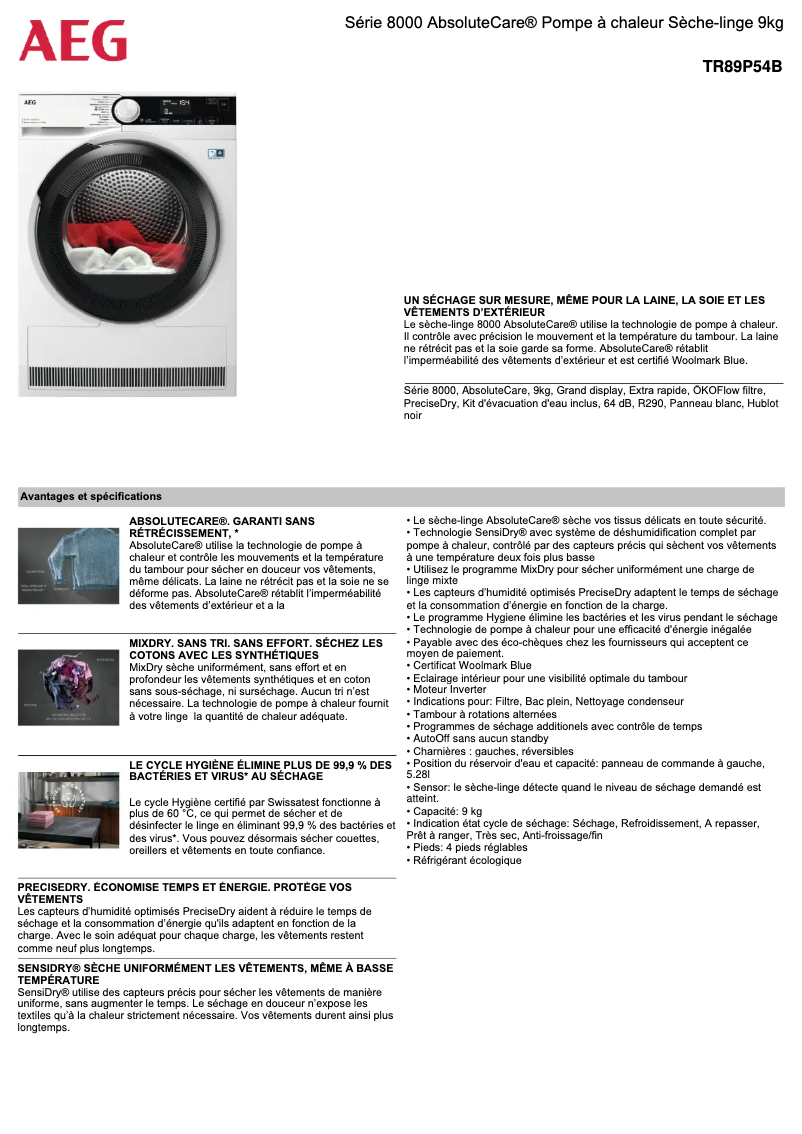 Imagen de la primera página del manual del dispositivo TR89P54B