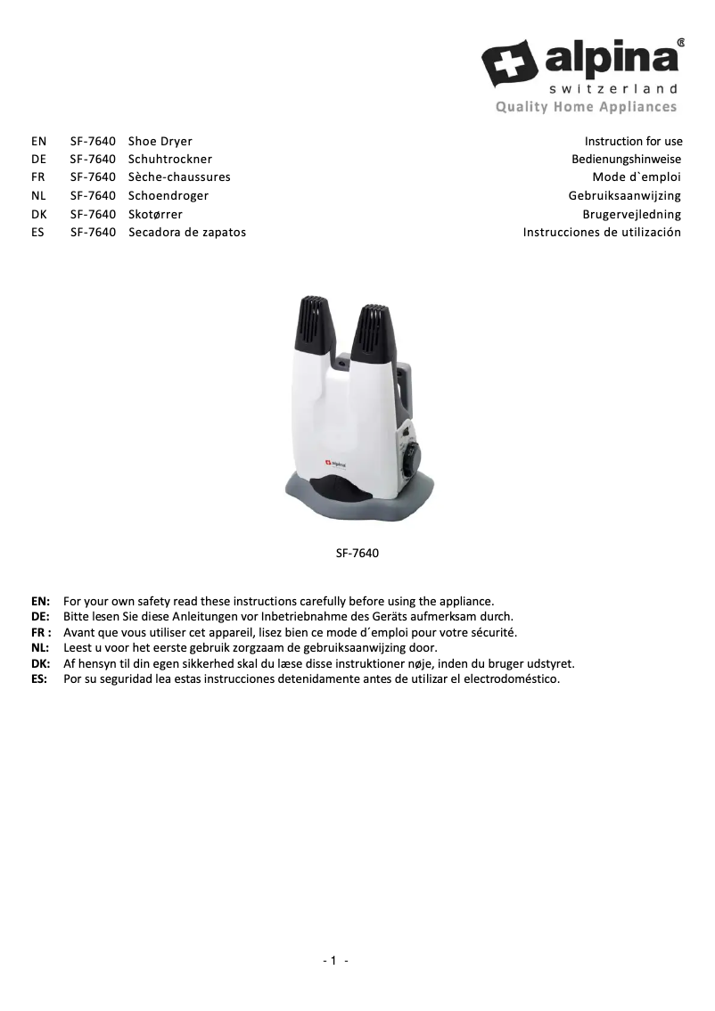 Página 1 del manual Manual de usuario Alpina SF-7640