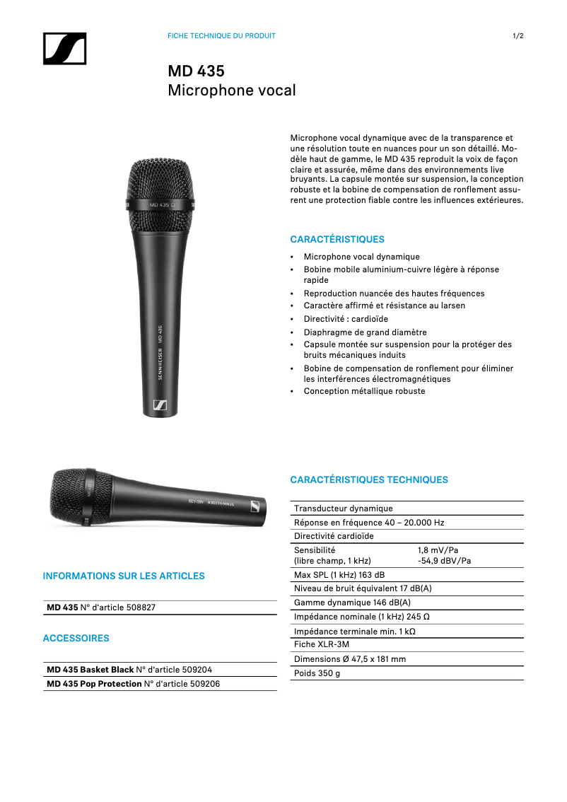 Imagen de la primera página del manual del dispositivo MD 435