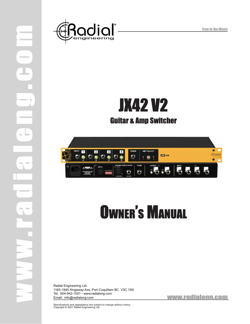 Página 1 del manual Manual de usuario Radial Engineering JX42