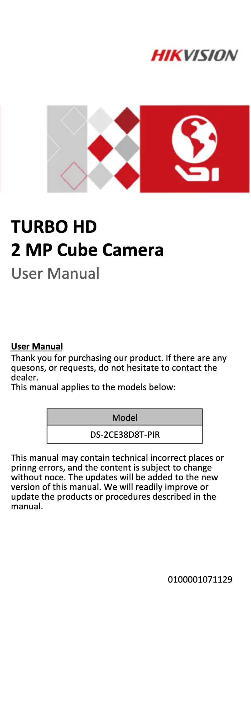 Página 1 del manual Manual de usuario Hikvision DS-2CE38D8T-PIR