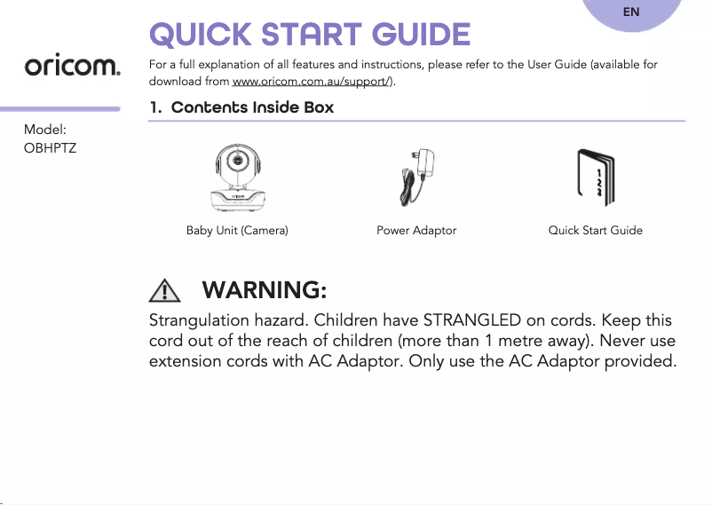 Imagen de la primera página del manual del dispositivo OBHPTZ