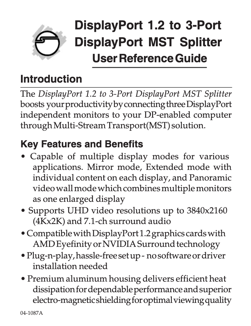 Página 1 del manual Manual de usuario Siig CE-DP0D12-S1