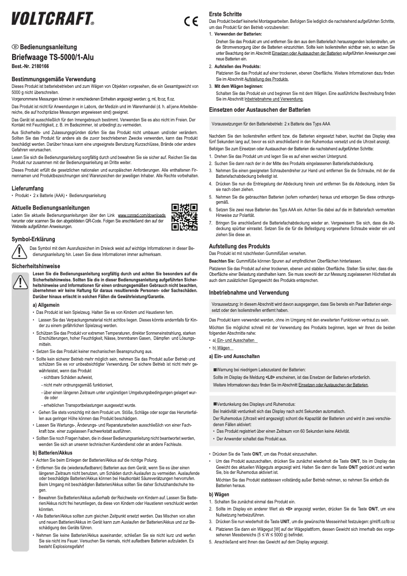 Página 1 del manual Manual de usuario Voltcraft TS-5000/1