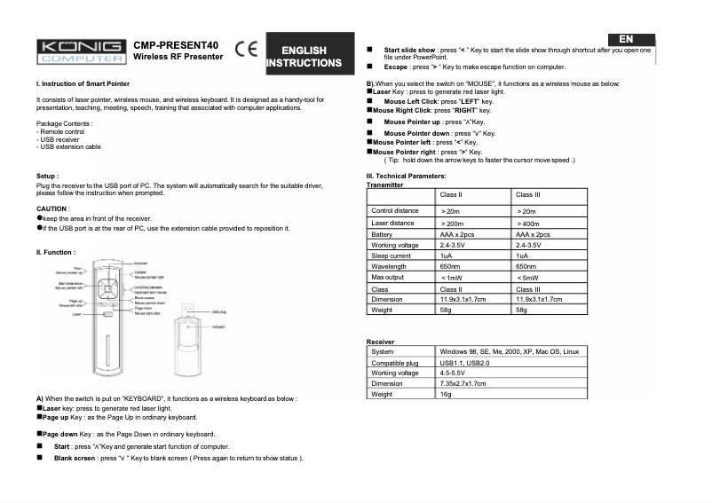 Imagen de la primera página del manual del dispositivo CMP-PRESENT40