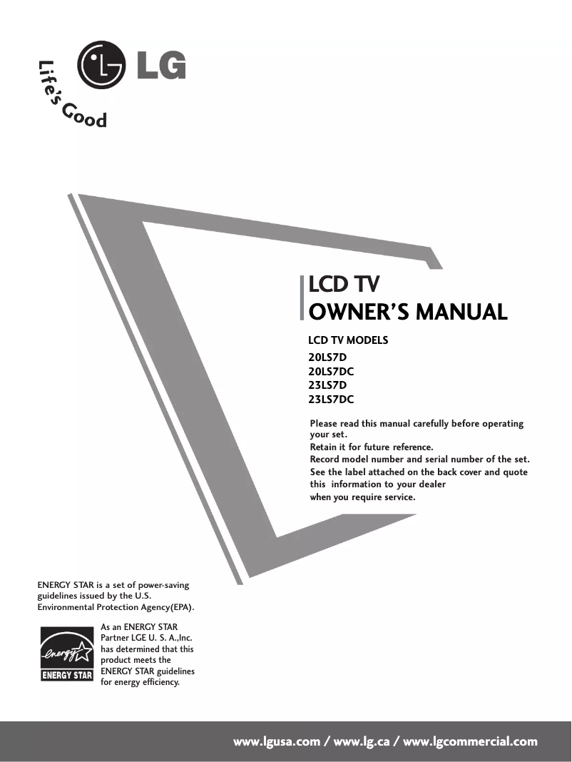 Imagen de la primera página del manual del dispositivo 23LS7DC