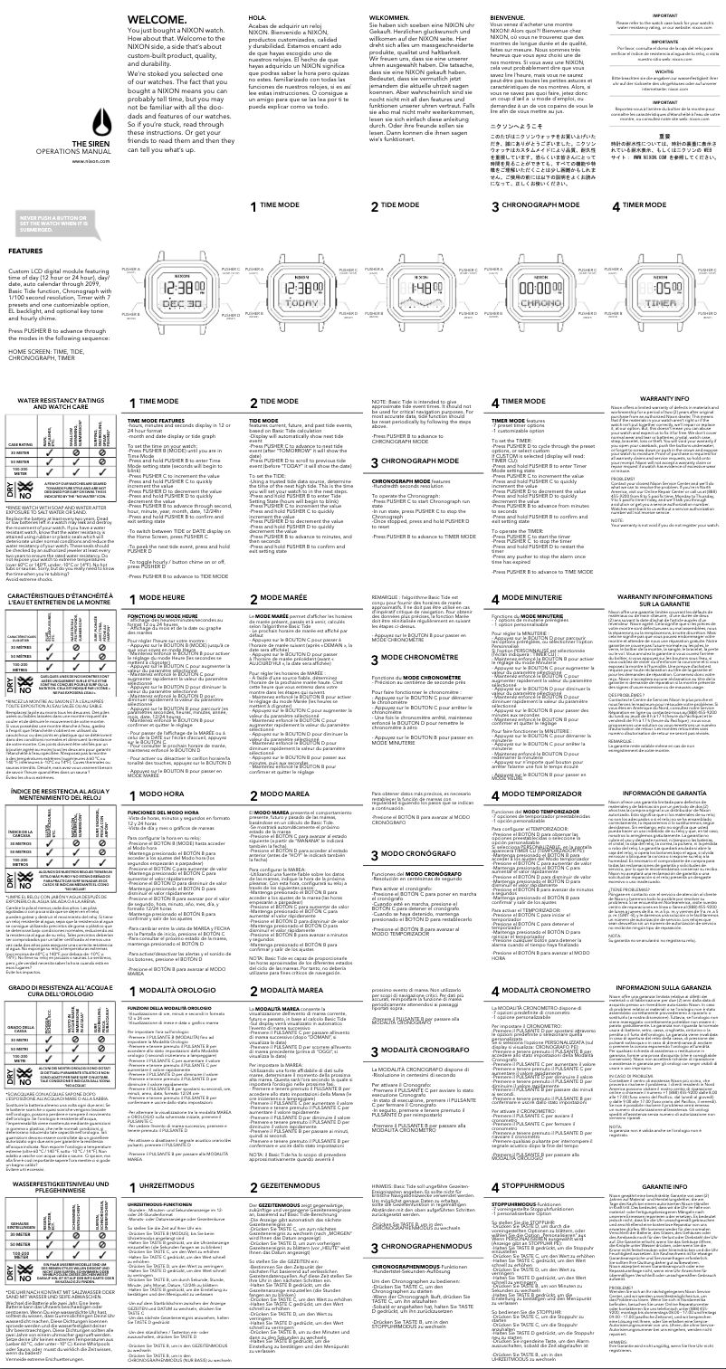 Página 1 del manual Manual de usuario Nixon Surf & Tide A1210