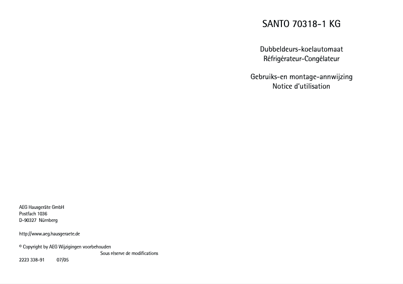Página nº 1 - Manual de usuario AEG Santo 70318 KG1