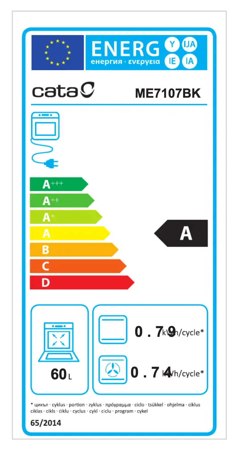 Página 1 del manual Etiqueta energética CATA ME 7207 BK