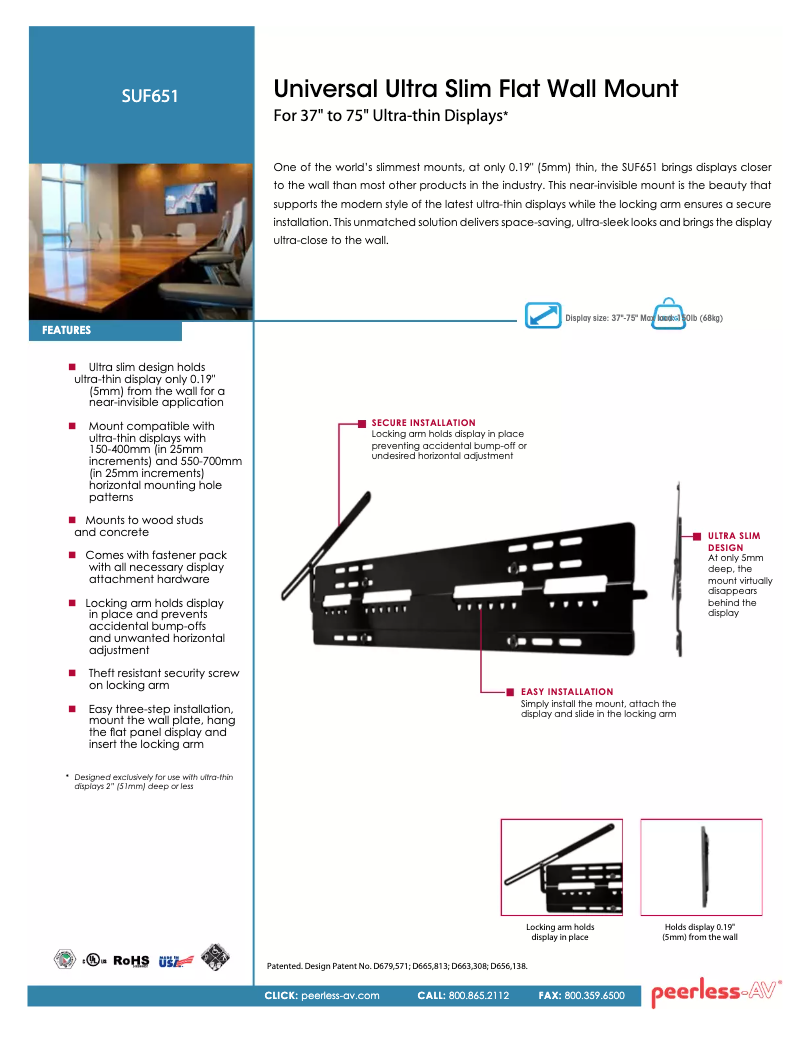 Página 1 del manual Manual de usuario Peerless-AV SUF651