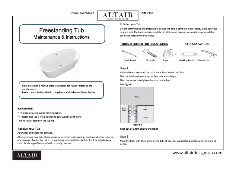 Página 1 del manual Manual de usuario Altair Satchi 52767-BAT-WH-FB