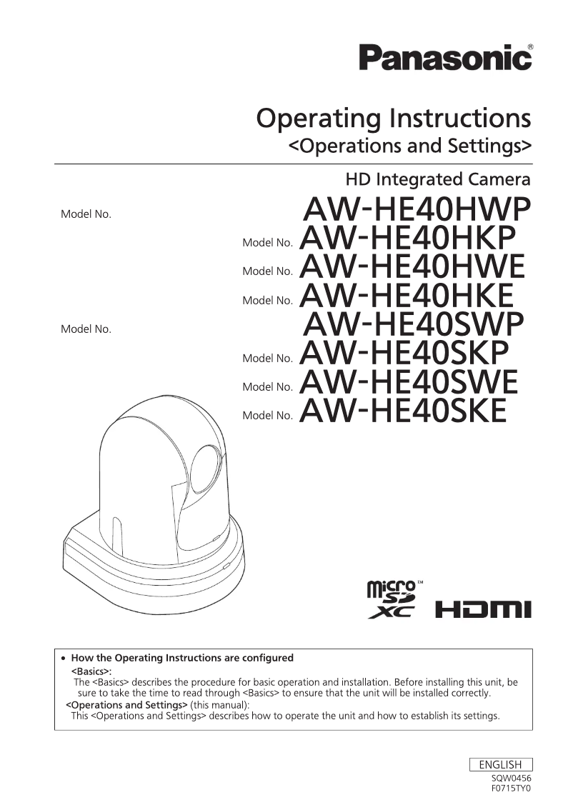 Página 1 del manual Manual de usuario Panasonic AW-HE40S