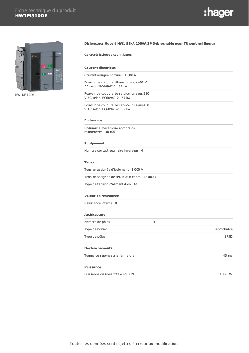 Imagen de la primera página del manual del dispositivo HW1M310DE