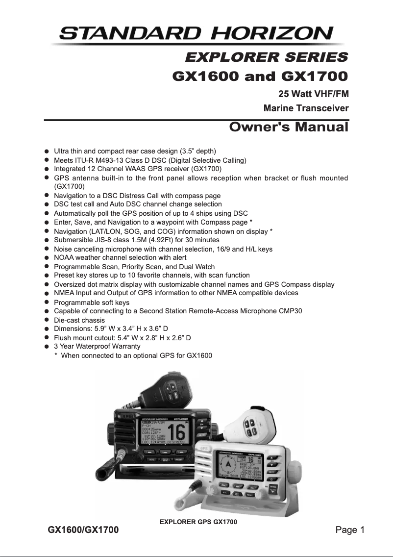 Imagen de la primera página del manual del dispositivo Explorer GX1600