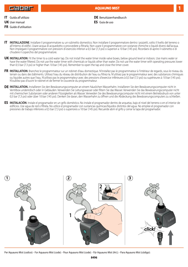 Página nº 1 - Manual de usuario Claber Mist 8497