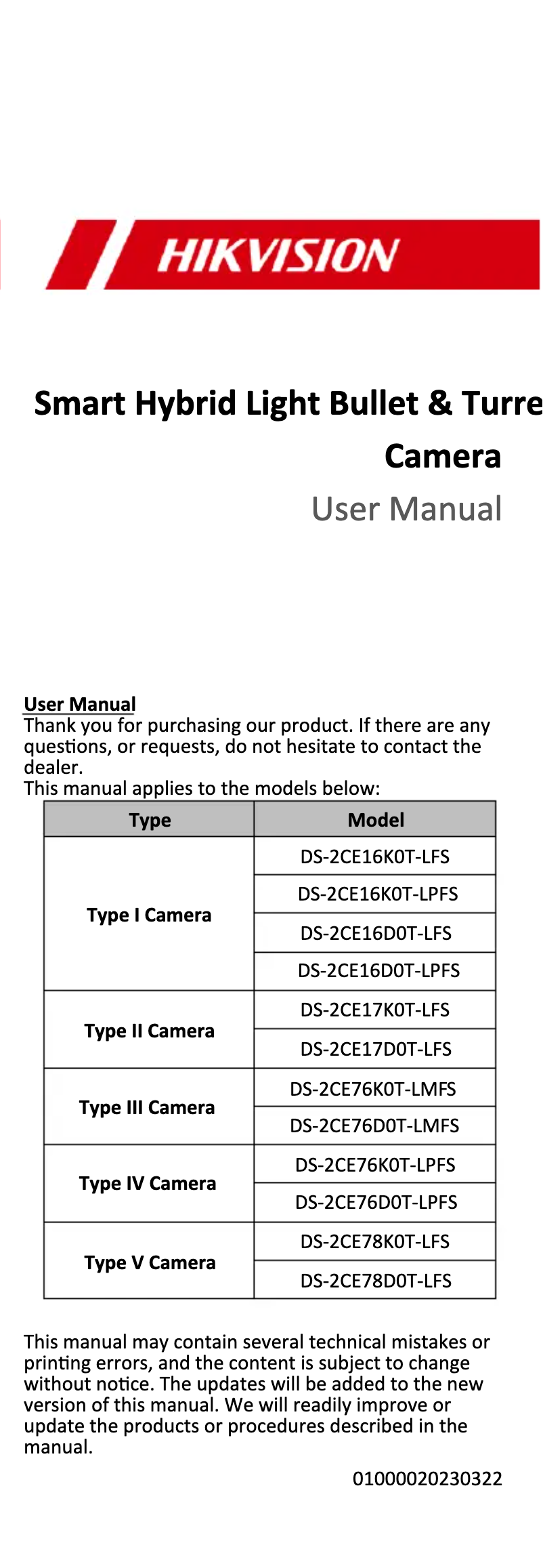 Página 1 del manual Manual de usuario Hikvision DS-2CE76D0T-LPFS