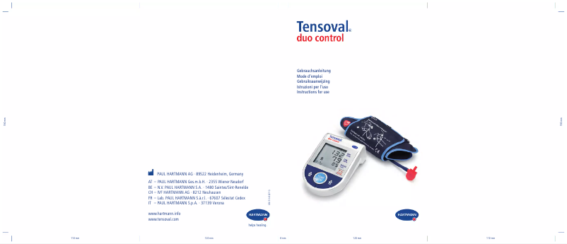 Página 1 del manual Manual de usuario Tensoval Duo Control