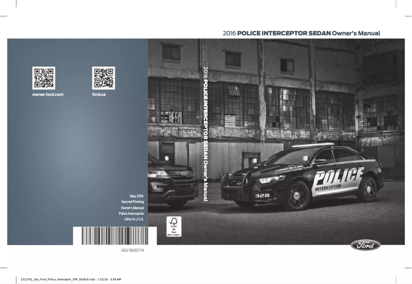 Imagen de la primera página del manual del dispositivo Police Interceptor Sedan (2016)