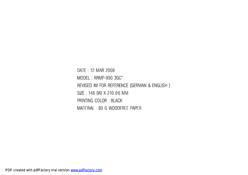 Imagen de la primera página del manual del dispositivo RRMP990