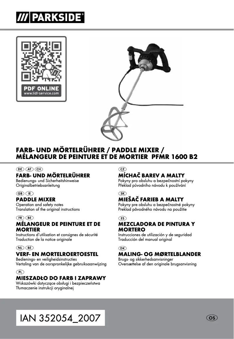 Imagen de la primera página del manual del dispositivo PFMR 1600 B2