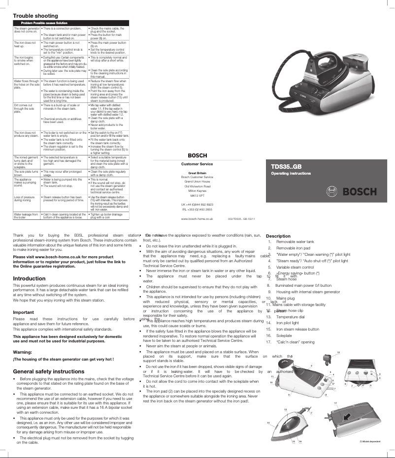 Imagen de la primera página del manual del dispositivo Sensixx B35L Premier Power TDS3569GB