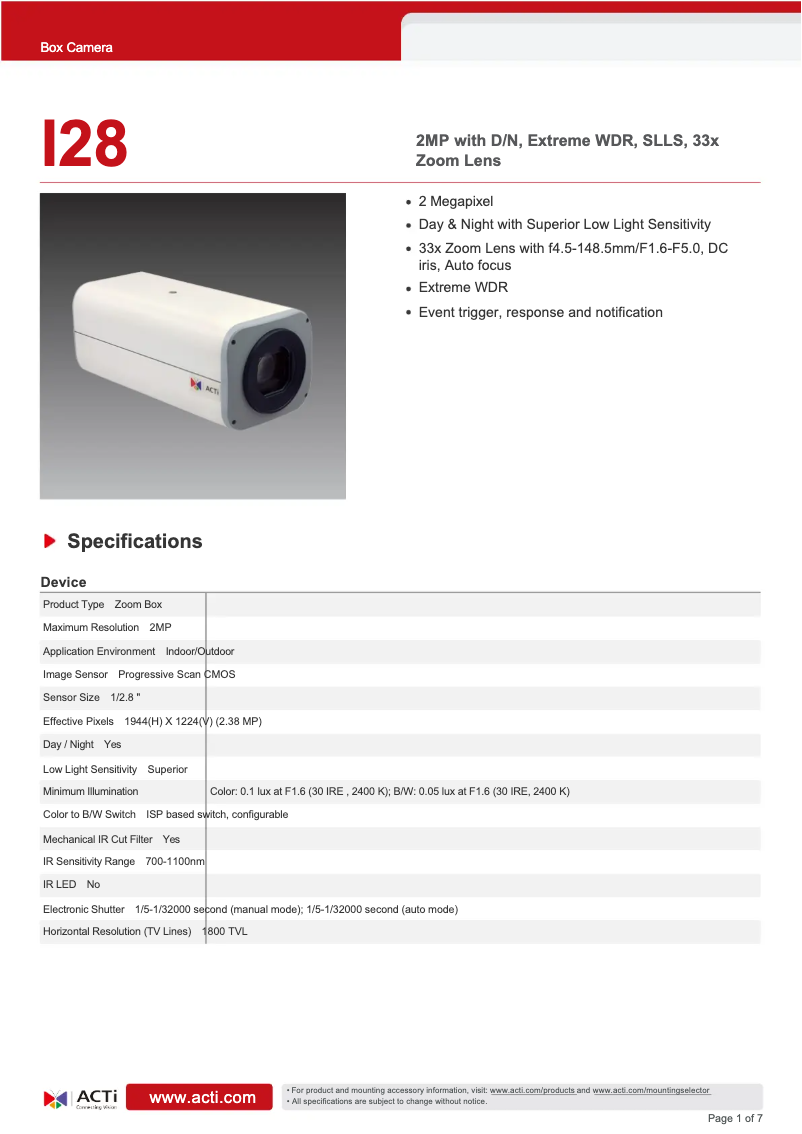 Imagen de la primera página del manual del dispositivo I28