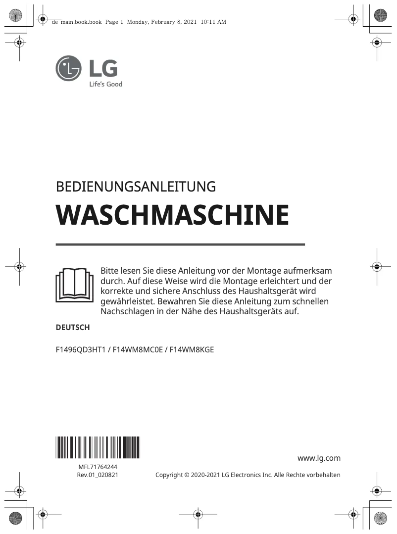 Página nº 1 - Manual de usuario LG F1496QD3HT1