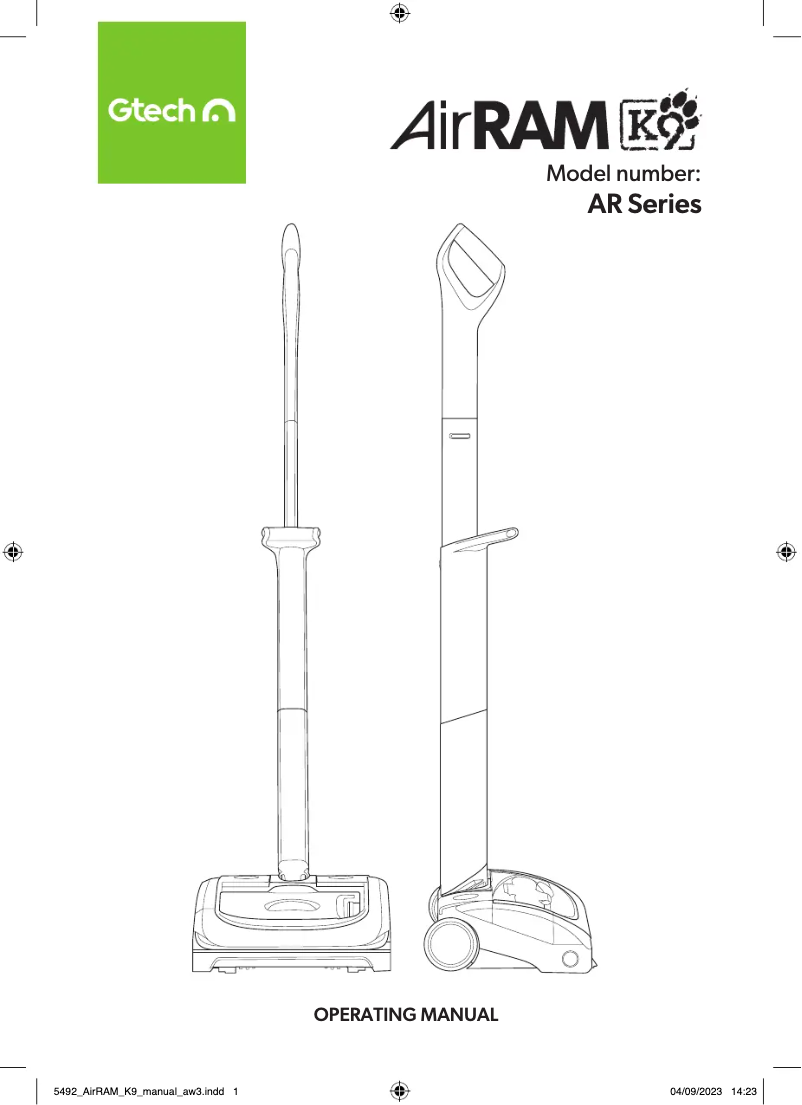 Imagen de la primera página del manual del dispositivo AirRAM MK2 K9