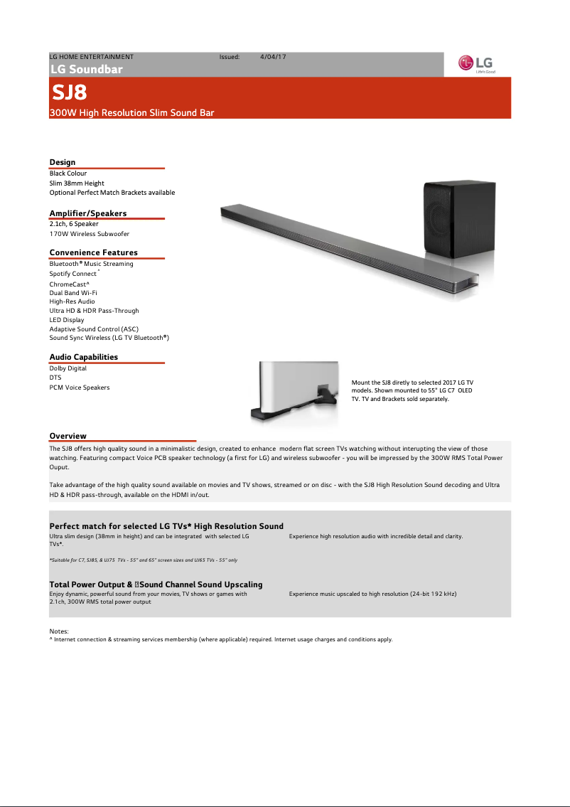 Página nº 1 - Ficha técnica LG SJ8