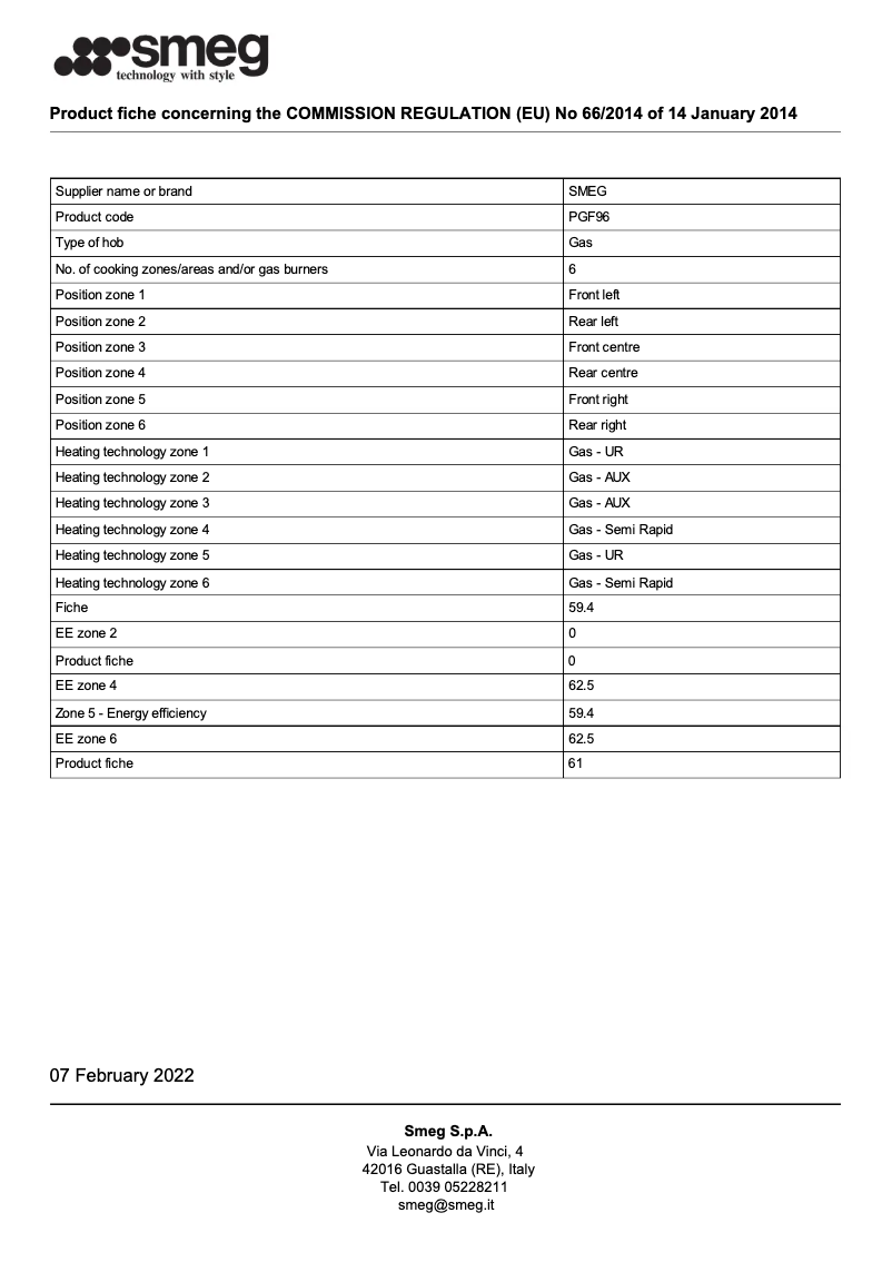 Página nº 1 - Folleto Smeg PGF96