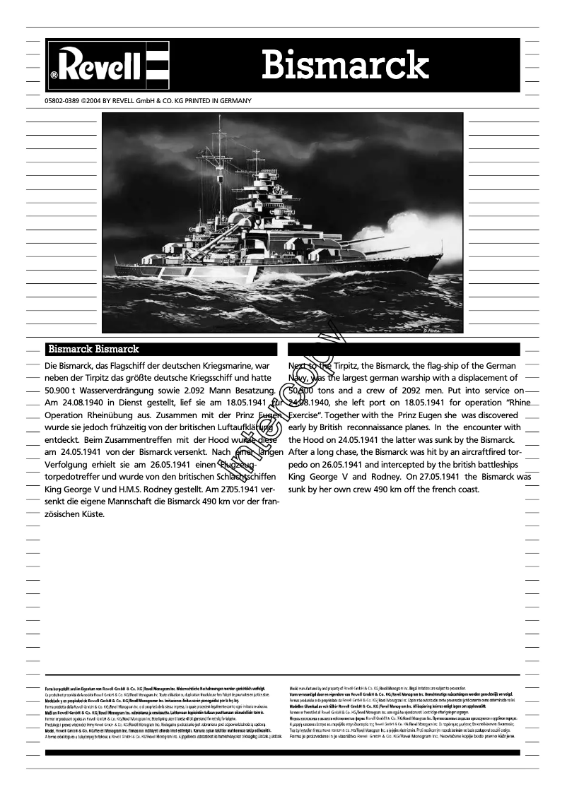 Imagen de la primera página del manual del dispositivo Bismarck