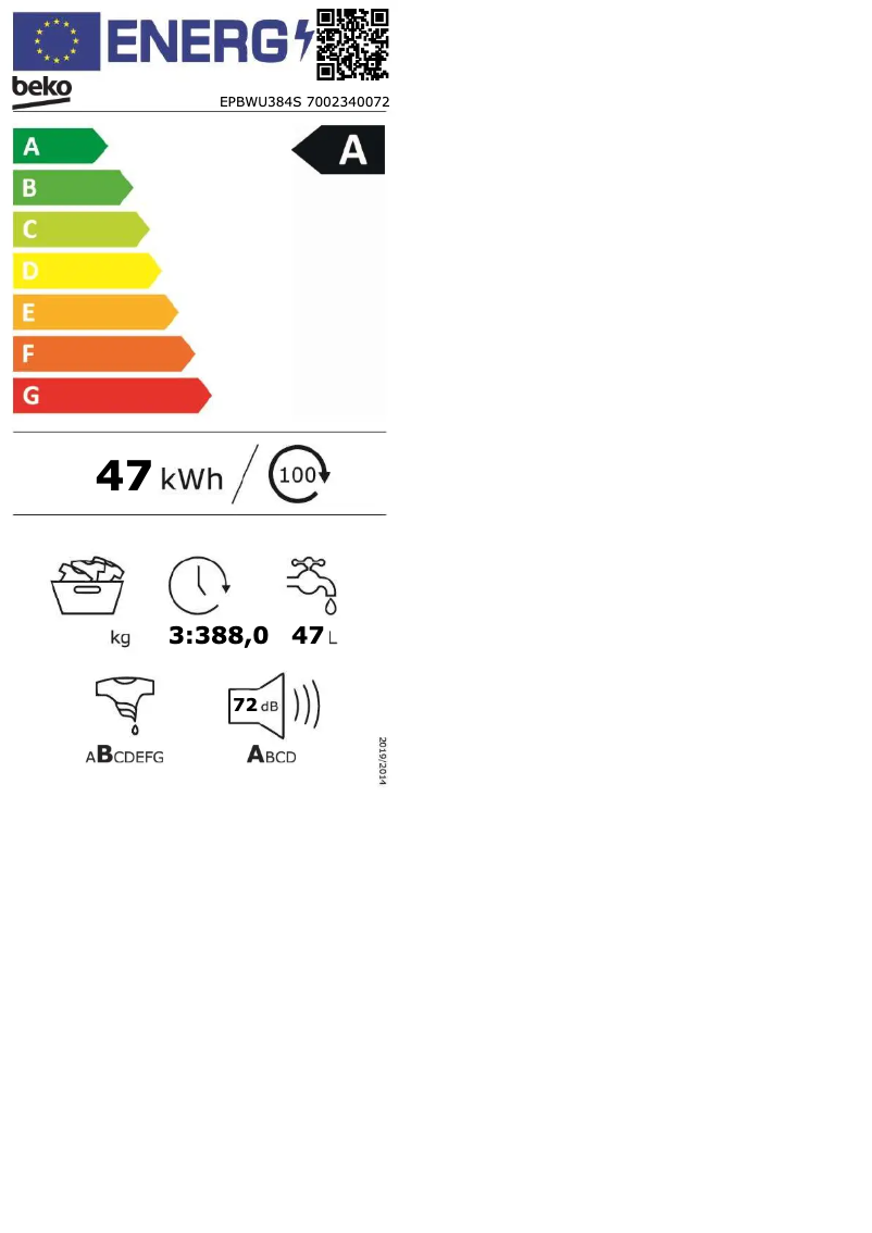 Página 1 del manual Manual de usuario Beko EPBWU384S