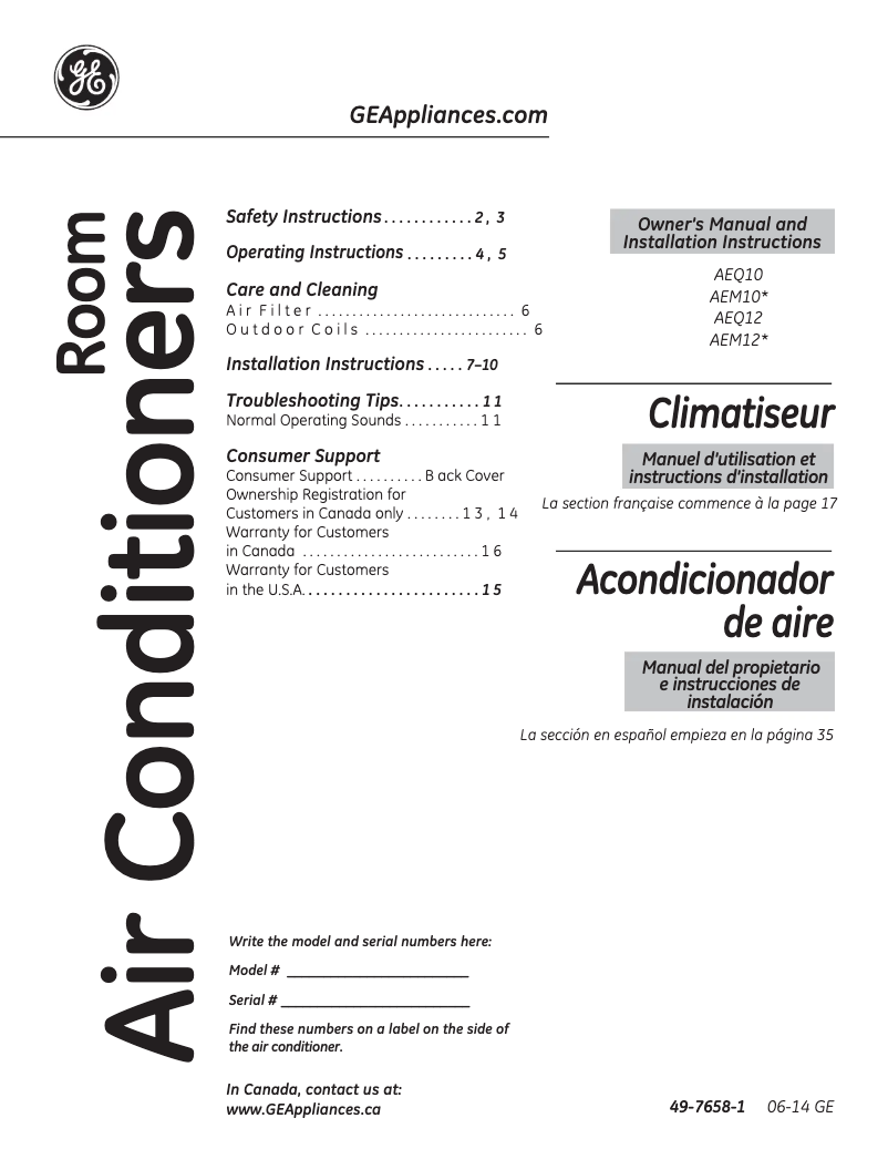Imagen de la primera página del manual del dispositivo AEM12AS