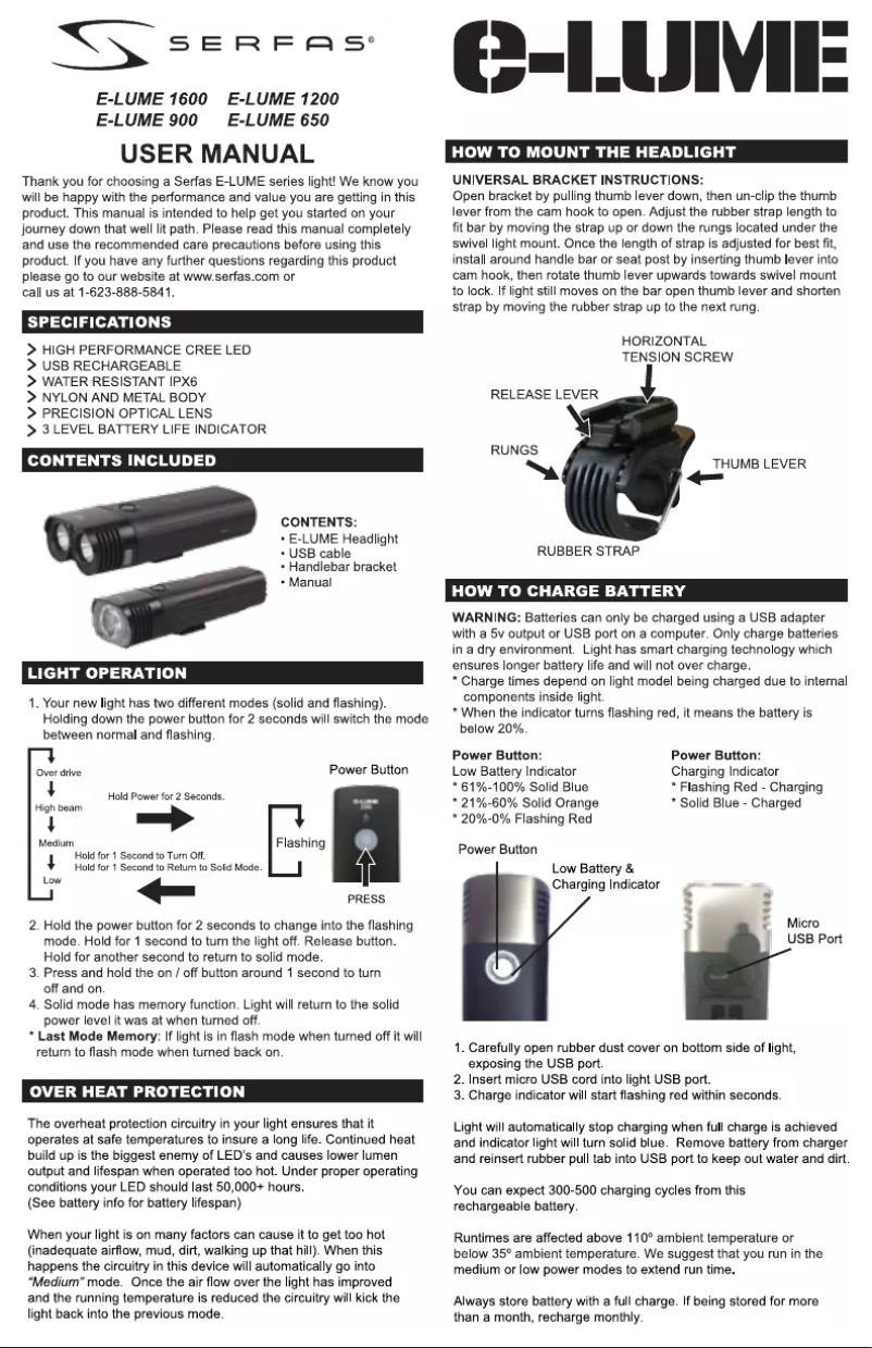 Imagen de la primera página del manual del dispositivo E-LUME 900