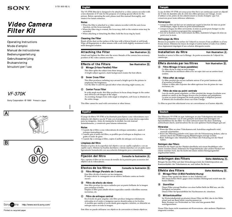 Página nº 1 - Manual de usuario Sony VF-370K