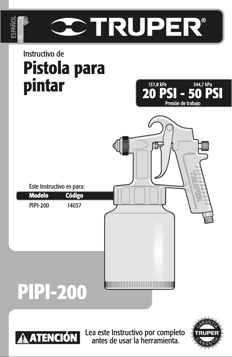 Imagen de la primera página del manual del dispositivo PIPI-200