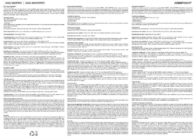 Imagen de la primera página del manual del dispositivo XWC-360WPRO