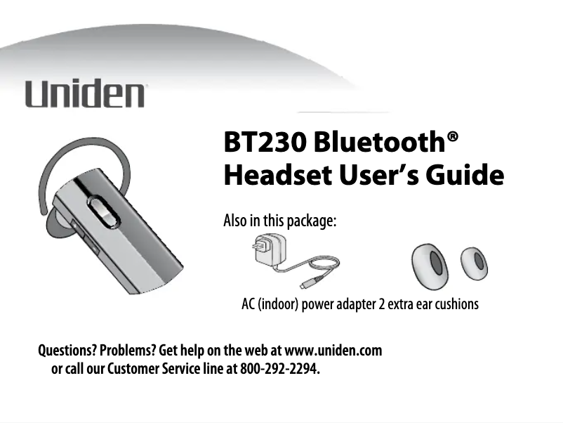 Página 1 del manual Manual de usuario Uniden BT230