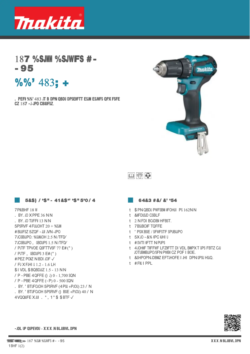 Página 1 del manual Ficha técnica Makita DDF483