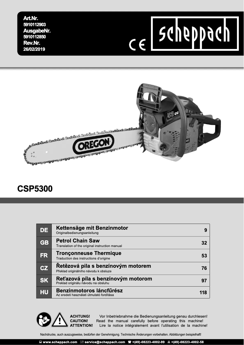 Página 1 del manual Manual de usuario Scheppach SP5300
