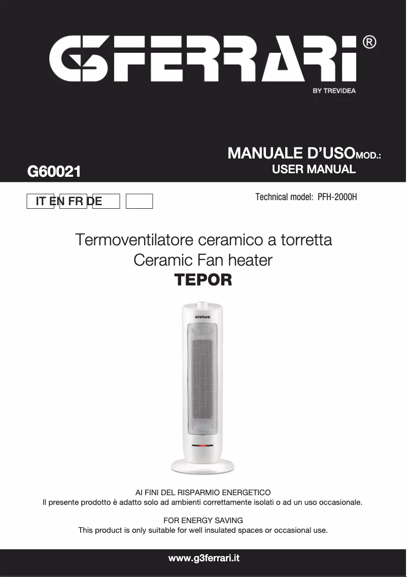 Página 1 del manual Manual de usuario G3 Ferrari Tepor G60021